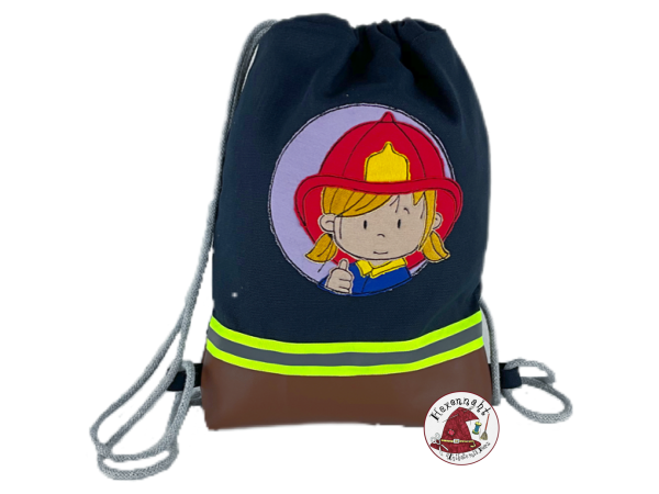 Kindergarten Rucksack + Turnbeutel „Feuerwehrmädchen“