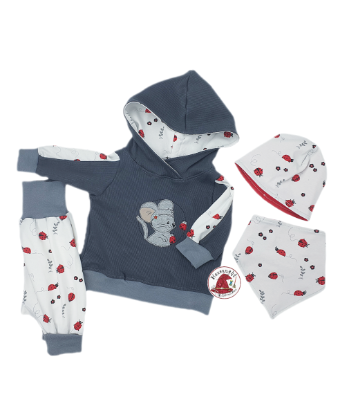 Babyset Gr.56 Hoodie, Pumphose, Halstuch, Mütze